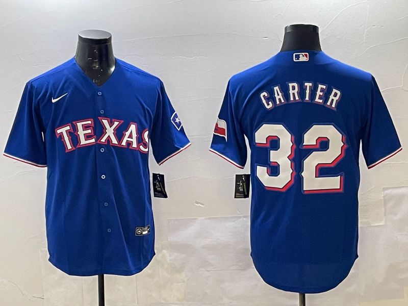 Men Texas Rangers #32 Carter Blue Game 2025 Nike MLB Jersey style 3